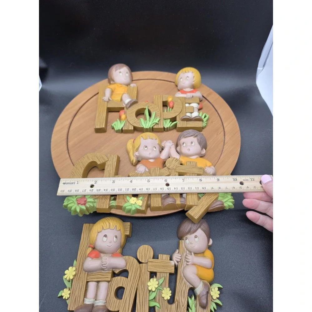 Burwood Wall‎ Plaques Faith Hope Charity VTG 2600 2601 2602 Childs Nursery Decor